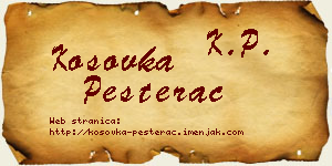 Kosovka Pešterac vizit kartica